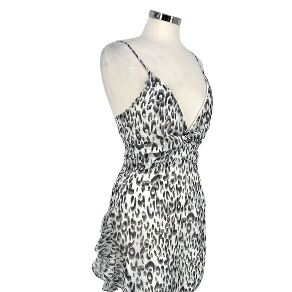 Superdown Revolve Kina Leopard Print Ruched Mini Dress Gray White Size Medium - Picture 4 of 11